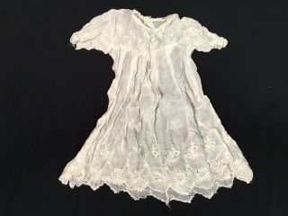 Antique White Sheer Lacy Dress For Antique Bisque Doll 20”w/c 18”l
