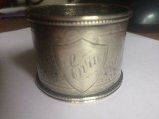 Antique Sterling Silver Serviette Napkin Ring Engraved Eva Hallmarks