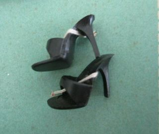 Minty Vintage Barbie Shoes: Black Open Toe Heels Japan Mules