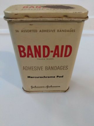 Rare Vintage Band - Aid Mercurochrome Pad Tin Metal Box Johnson & Johnson V22