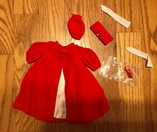 1962 Vintage Barbie Red Flare 939 Tag Complete Coat Hat Gloves Purse Japan Shoes