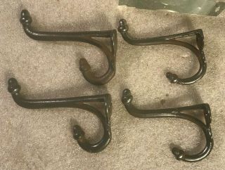Set Of 4 Vintage Cast Iron Wall Coat Hooks 2 X 