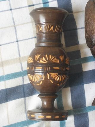 7x Old / Vintage Wooden Wood Items.  Hand carved.  African Figures,  Pots,  Cup etc 2