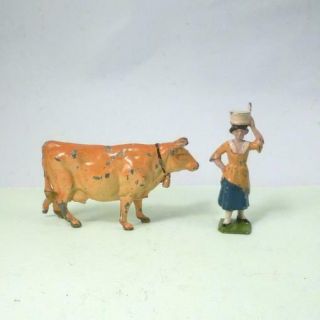 Vintage Lead Farm Very Rare Britains Uncatalogued Jersey Cow With Bell Post War