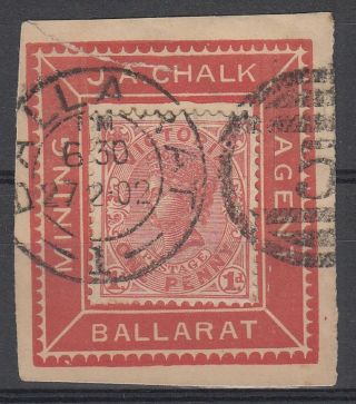 Australia - 1902 J.  A.  Chalk Mining Agent (ballarat) Collar With Vic.  Stamp Rare
