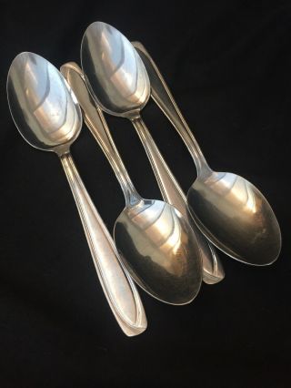Set Of 4 Vintage French Inox Stainless Steel Serving Spoons Dessert Soup Classic