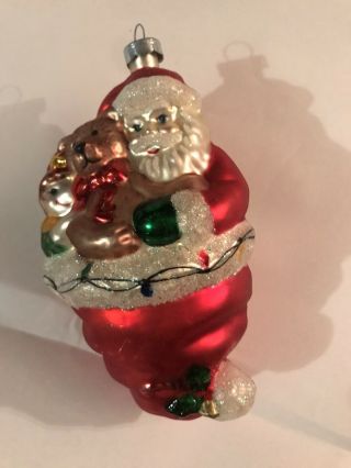Antique German Mercury Glass Santa Claus Christmas Ornament Large
