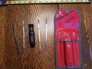 Rare Snap On Tools Vintage Reversible Blade Screwdriver Set With Bag Ssdd42