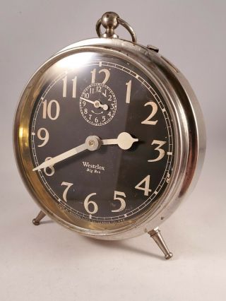 Antique 1923 - 26 Westclox USA Big Ben Wind Up Art Deco Alarm Clock 2