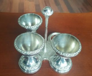 Vintage Ianthe Silver Plated Epns Egg Cup Set With Stand (3 Egg Cups 1 Missing)