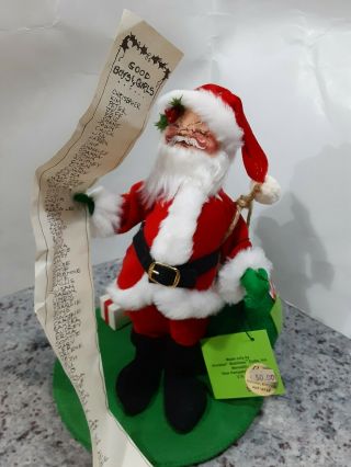 Vintage Large 11” Annalee Santa Claus Collectable Christmas Tag $50.  00