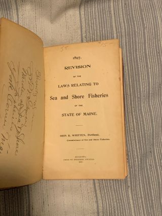 1897 Antique Book - Revision Of The Laws Relating To Sea And Shore Fisheries