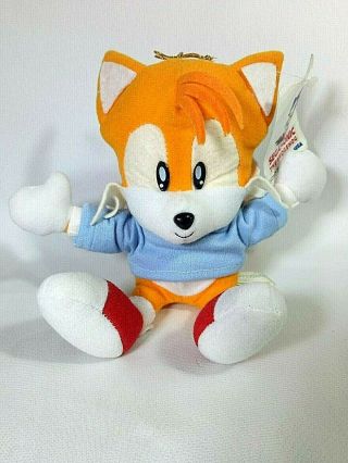 Rare Sonic Tails Sweater 6 " Sitting Plush Doll Figure Sega Prize Japan 1994 O/t