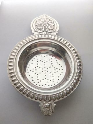 Wallace Gadroon Rose Tea Strainer ` 925 Sterling Silver` 1.  5 Ounces `1940