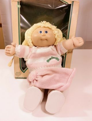 Vintage Cabbage Patch Doll - Yellow/Blonde Hair Blue Eyes - In Orig Box 1985 2