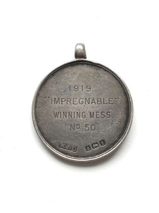 Rare Silver Winners Medal / Fob 1919 H.  M.  S.  ’impregnable’ Mess No.  50 - 9gms