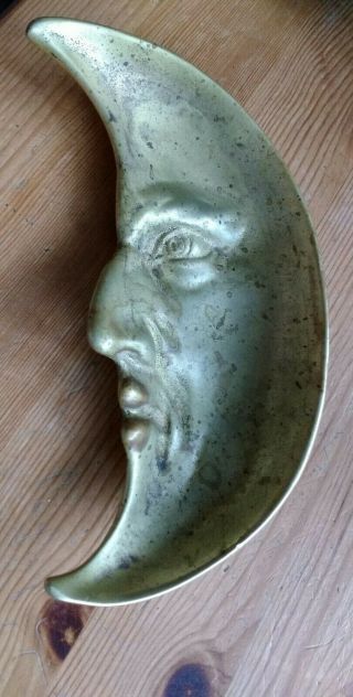 Vintage Man In The Moon Brass Pin / Coin Dish