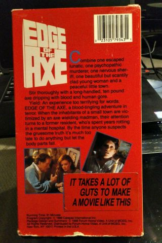 Edge Of The Axe VHS Rare Horror 2