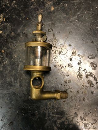 Antique Brass Nickel Michigan Glass Oiler Hit Miss Steam Engine