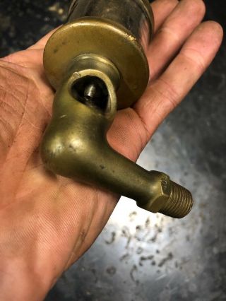 Antique Brass Nickel Michigan Glass Oiler Hit Miss Steam Engine 3
