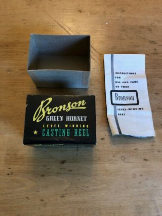 Vintage Bronson Green Hornet No.  2200 Casting Reel Box & Instructions Only