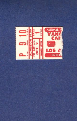 First Game 1970 Vancouver Canucks Nhl Hockey Ticket Stub Rare Lower Level Red
