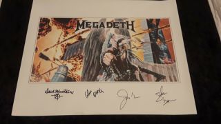 Megadeth Rare Signed United Abominations Promo Lithograph Poster Dave Mustaine,