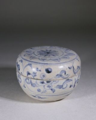 Antique Chinese Porcelain Blue & White Box & Cover Ming Dynasty 3