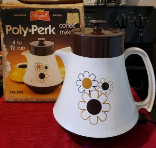 Vintage Regal Poly Perk Coffee Maker 4 - 12 Cup Percolator Model 7512 Rare