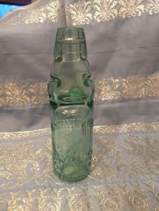 Antique M.  Whittaker Mineral Water Codd Aqua Glass Bottle W/marble
