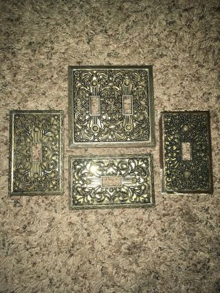 Vintage Ornate Victorian Metal Iron Steel Light Switch Cover Set Of 4 Home Decor 2