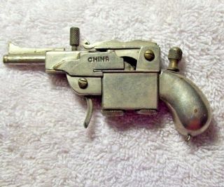 Antique Metal Arm Lift Cigarette Lighter Shaped Like Pistol