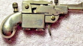 Antique Metal Arm Lift Cigarette Lighter Shaped Like Pistol 2