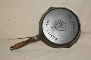 Rare Gsw No.  8 X988 Cast Iron Fry Pan Wood Handle 8589