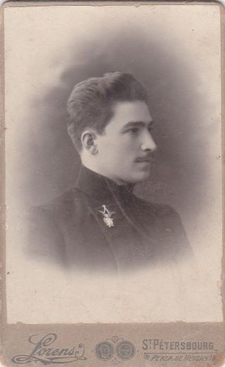 1910 Cdv Handsome Young Man Eagle Brooch Gay Int Fashion Russian Antique Photo