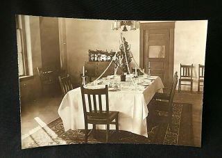 Antique Photograph Feather Christmas Tree Dinning Room Mission Style