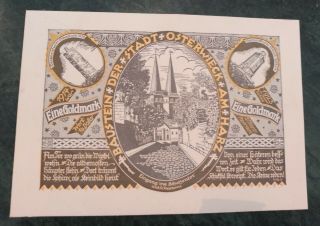 Rare Germany Osterwiecker 1 Gold Mark 1923 Leather Banknote Notgeld