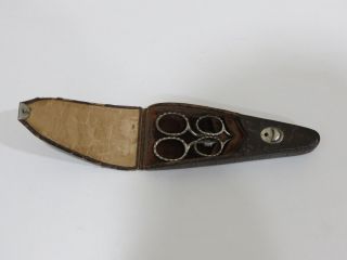 Antique Two German J.  A.  Henckels Twin Sewing Scissors W/ Case
