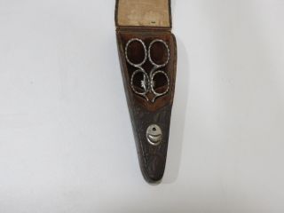 Antique Two German J.  A.  Henckels Twin Sewing Scissors w/ case 2