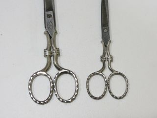Antique Two German J.  A.  Henckels Twin Sewing Scissors w/ case 3