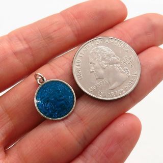 The Thomae Co.  Antique Sterling Silver Blue Enamel St.  Christopher Charm Pendant 3