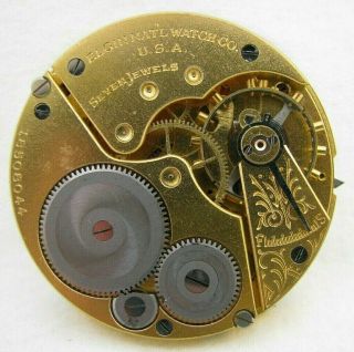 Antique 16s Elgin 7 Jewel Grade 293 Pocket Watch Movement Parts