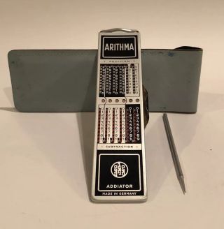 Antique German Slide Mechanical Calculator Addiator Arithma Add & Subtract Black