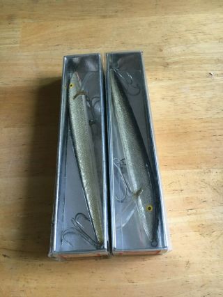 Two (2) Vintage Compac Minnow Fin Lures Silver F - 1005 - S Boxed Japan Rare