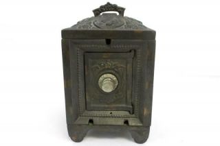 Antique Kenton Brand Cast Iron Combination Lock Toy Safe Bank - No Combination