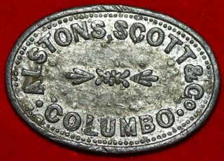 Ceylon British Alstons,  Scott & Co Columbo Token Uniface Ex Fine Rare