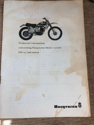 1968 Husqvarna Motor - Cycles Technical Information 250 - Cc And Above Rare