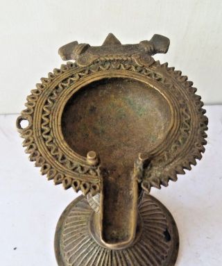 Old Brass Handcrafted Engraved Solid Oil Lamp,  Rich Patina