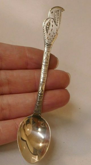 Vintage Sterling Silver Northwest Coast Style Spoon - Native Eagle Design