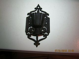 Antique Wilton Cast Iron Urn Style Match Safe Holder Hang Easily On Wall
